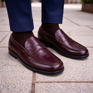 Rockport Shakespeare Circle Leather Penny Loafers – Burgundy | Classic Comfort